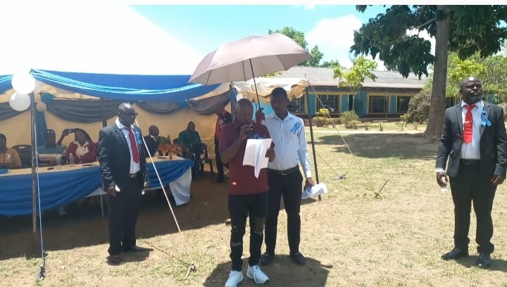 Madzibaba Benji gives a speech at Howson Primary School